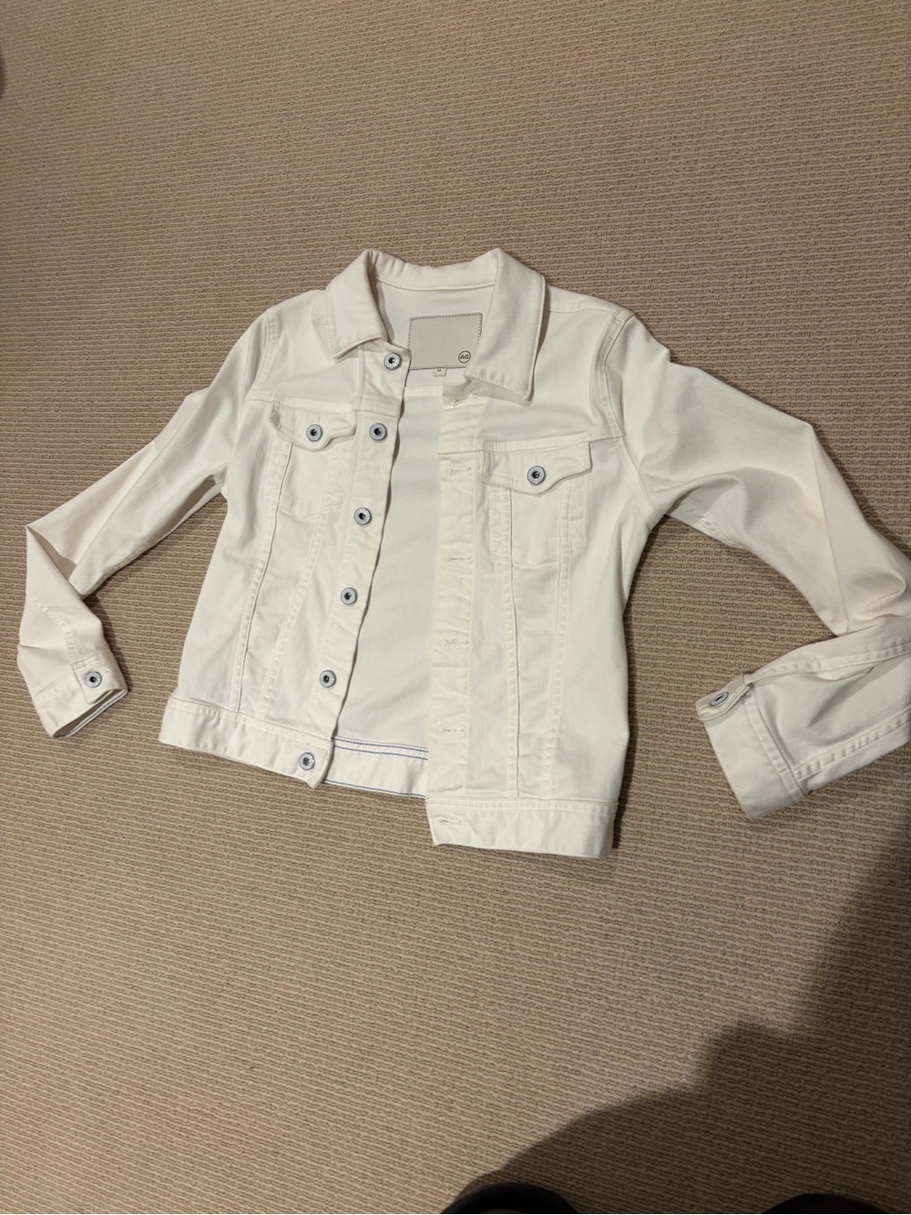 AG Adriano Goldschmied White Denim Trucker Jacket